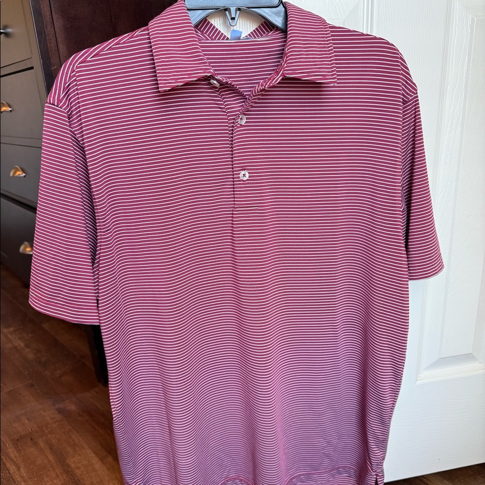 Men’s Genteal Maroon & White Stripe Polo